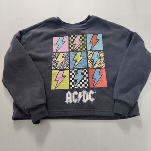 AC/DC Kids Sweatshirt Size M 7-8 Dark Gray Graphic‎ Crewneck Lightning Bolt Rock